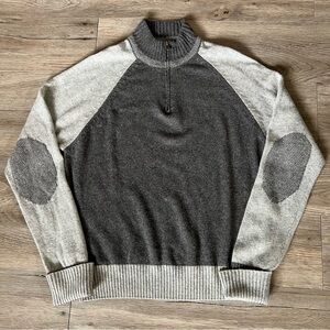 Men's Charcoal and Light Gray Zip-Up Sweater